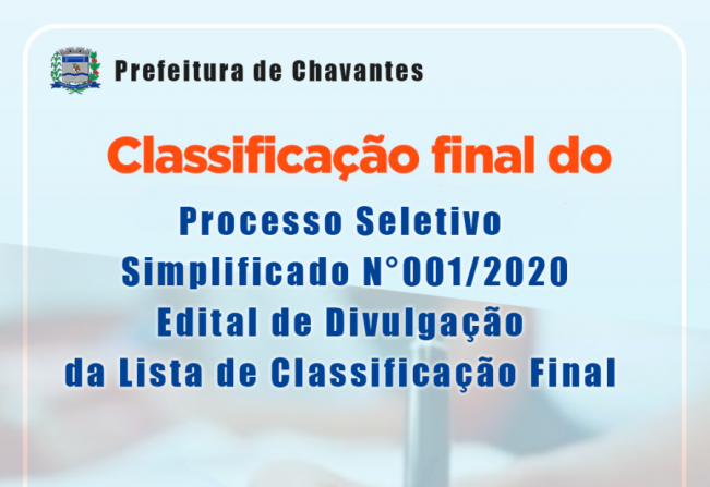 EDITAL DE DIVULGAÇÃO DA LISTA DE CLASSIFICAÇÃO FINAL 