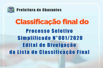 EDITAL DE DIVULGAÇÃO DA LISTA DE CLASSIFICAÇÃO FINAL 