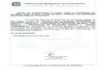 Edital de Convocação N°003/2021.